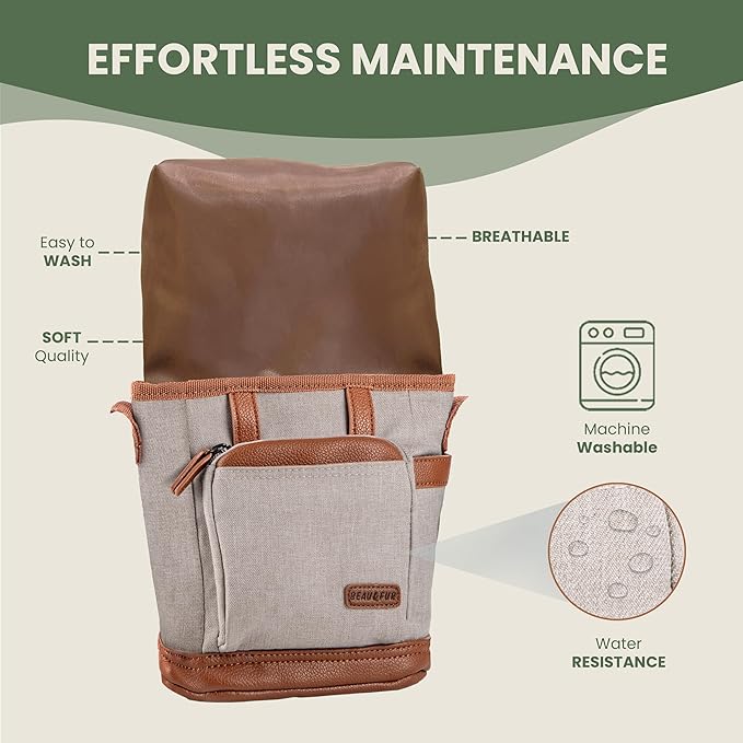 BEAU&FUR Large Dog Treat Pouch with Clicker for Training – 4 Cup Capacity, Built-In Poop Bag Dispenser, Expandable Pocket, Metal Buckle, Large Back Pocket, Ideal Design for Walks and Training – Cream