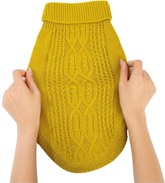 Stretchy Cat Sweater - 17 Colors & 6 Sizes | Snug Winter-Ready Knit for Boy/Girl Cats & Kittens(Dark Yellow, X-Large)