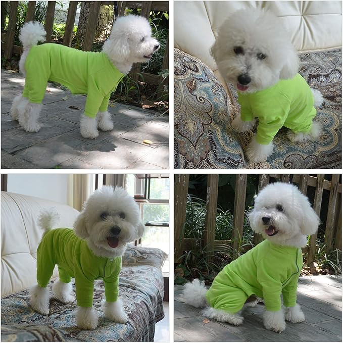 Lovelonglong Four Feet Dog Lightweight Pajamas, Pure Cotton Dog Jumpsuits 4 Legs Dog Onesies T-Shirt Stylish PJS Puppy Costume for Large Medium Small Dogs Green XXL