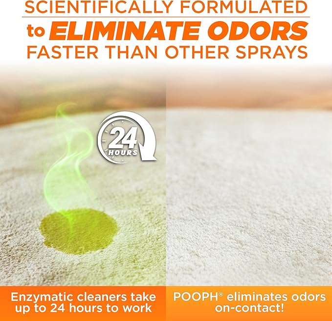 POOPH Pet Odor Eliminator and Litter Box Deodorizer - 2x32oz Bottles - Instant, Safe, Fragrance-Free, Clear, Non-Staining, Unscented