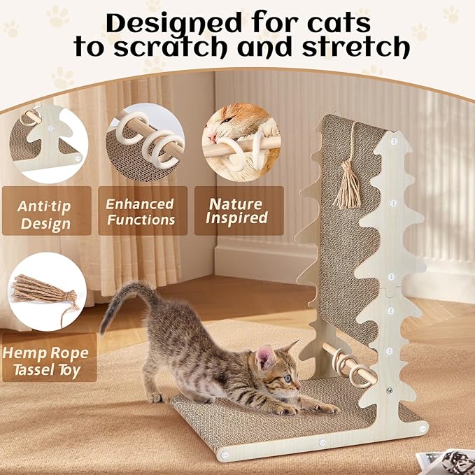 Monday To Sunday® Cat Scratch Pad, CardboardL Shape Vertical CatScratchers for Indoor Cats, Scraching Cardboard Large Size, Indoor Cat Post(Fishbone)