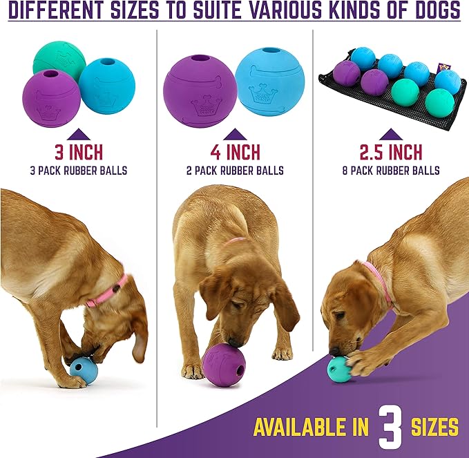 Chew King Fetch Balls Extremely Durable Natural Rubber Toy 2.5 inch, 8-pack (CM-0264-CS01)