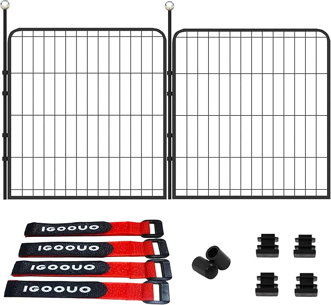 Puppy Playpen Indoor/Outdoor,24'' Portable Dog Playpen with Easy-Carry Straps,2 Add-On Panels Dog Pen Play Pen for Small Dogs,Rustproof Pet Playpen for Camping RV Yard