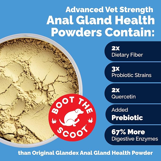 Vetnique Glandex Dog Fiber Supplement Powder for Anal Glands with Pumpkin, Digestive Enzymes & Probiotics - (Regular or Advanced Strength) - Boot The Scoot (8.5 oz, Advanced Strength Duck & Bacon)