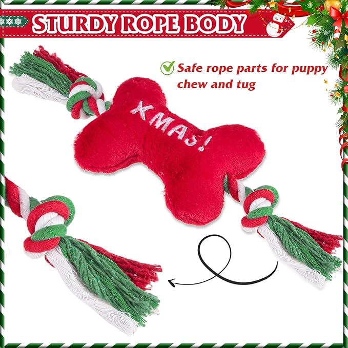 PUPTECK Christmas Dog Squeaky Chew Toys - 3 PCS Funny Santa Plush Stuffed Toys for Puppy Pet Tugging Playing