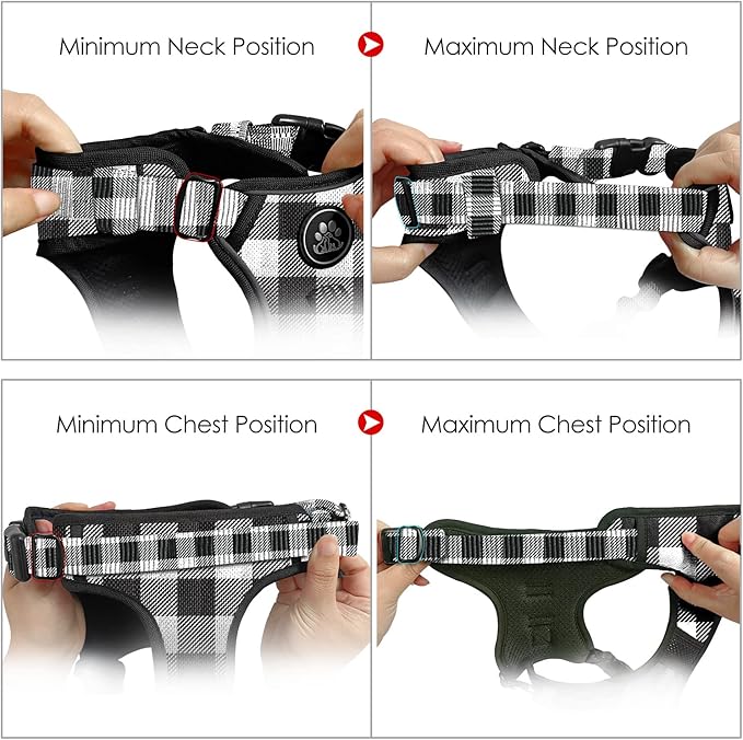 NESTROAD No Pull Dog Harness with Leash, Reflective No Choke Pet Vest Harness,Adjustable Soft Padded Dog Harness with Easy Control Handle for Large Dogs(Checkered Black,X-Large)