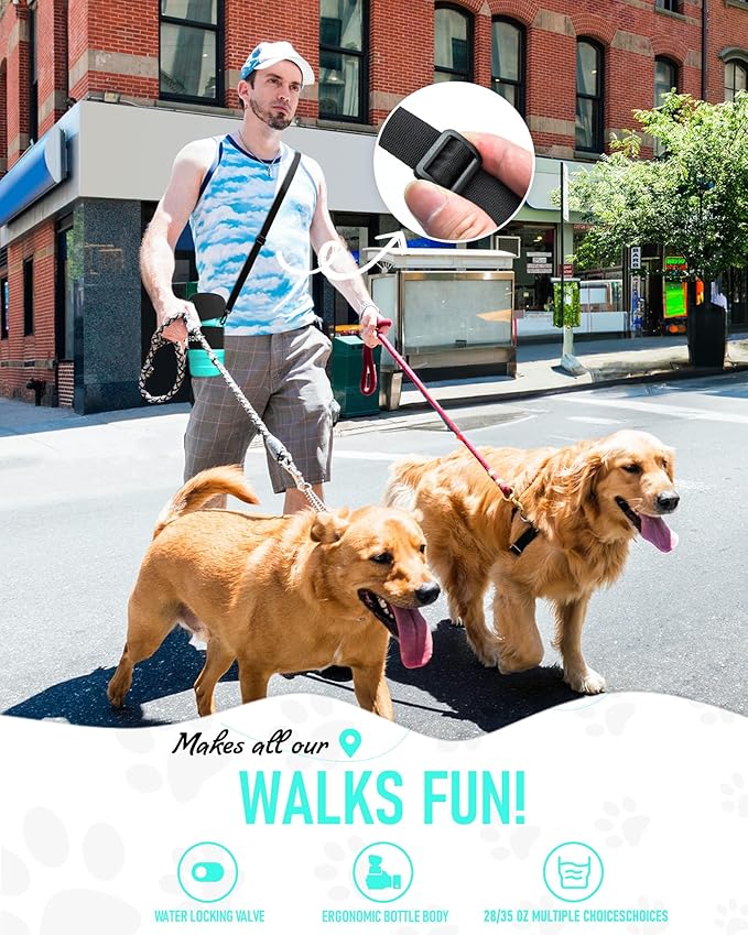 lesotc Dog Water Bottle, Portable Water Dispenser with Travel Water Bowl, Leak Proof Pet Travel Squeeze Bottle, Puppy Essentials Dog Stuff Accessories for Outdoor Walking, Hiking, Camping