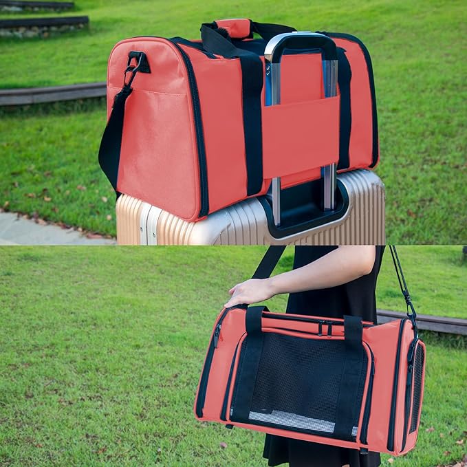 Soft Sided Carrier for Small Medium Cats Dogs,TSA Airline Approved Collapsible Travel Pet Carrier (Medium, Watermelon)