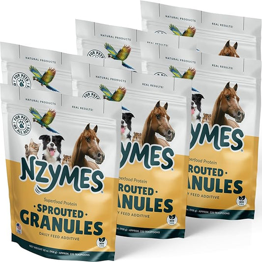 Nzymes® Sprouted Granules 2LBS (6 Pack) for Dogs, Cats, Horses, and Companion Pets. Raw Super-Food Protein and Antioxidant Nutrition. - 220 Servings - Made in The USA
