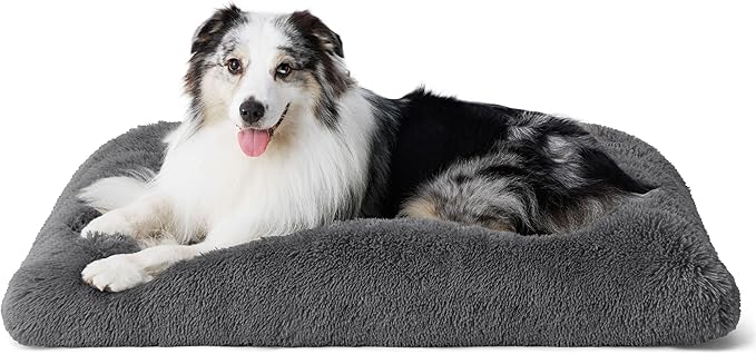 Bedsure Washable Extra Large Dog Bed for Crate, Faux Fur Dog Crate Pad for Large Breed, Plush Soft Comfort Dogs Sleeping Mat, Anti-Slip Pet Kennel Pad, 41" x 29", Dark Grey