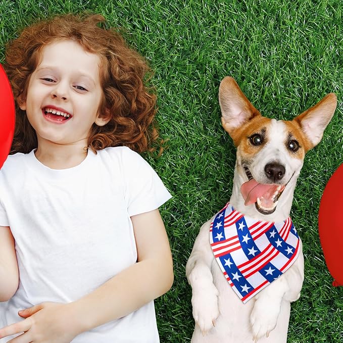 Sanwuta 72 Pcs Patriotic Dog Bandana Bulk Washable Puppy Triangle Scarfs Veterans Day Cat Bandanas Adjustable Soft Cute Pet Triangle Bibs Accessories for Small Medium Dogs Cats Pets Costume