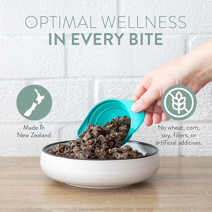 The New Zealand Natural Pet Food Co Meow e - Chicken & King Salmon Recipe, Dry Cat Food Use as a Complete Diet, Topper, Mixer, or as Cat Training Treats, All Life Stages, 3.5 oz