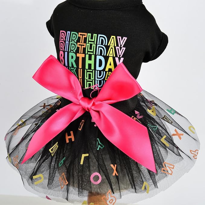 Dog Dress Birthday Bow Tie Girl Puppy Dresses Breathable Cute Princess Dog Clothes Outfit for Small Dogs Cats Chihuahua Yorkie Shih Tzu Summer Pet Cat Clothes Skirt