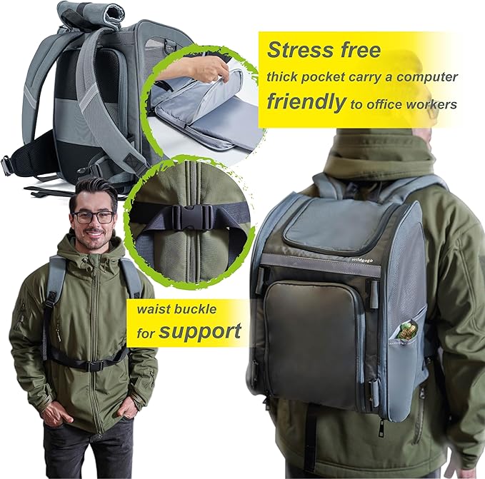 Expandable Pet Carrier, Airline-Approved Foldable and Detachable Backpack, Fits 13lbs Cat&11lbs Small Puppy Dog, for Car Travel,Camping and Emergency Transportation and Shelter (Grey)