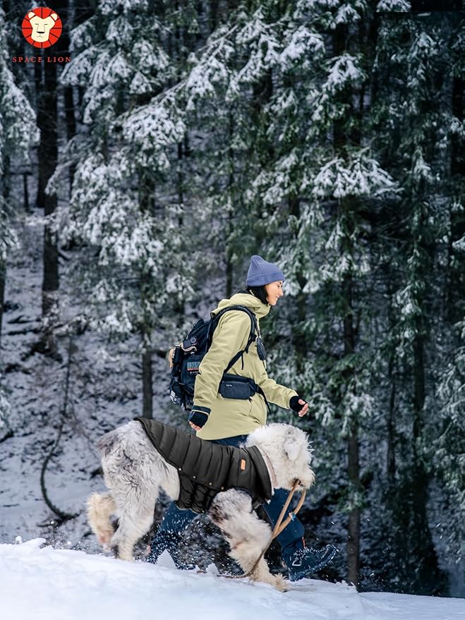 SPACE LION Puffer Jacket, Down Winter Coat, Waterproof, Windproof, Lightweight Jacket, Adjustable Fit for Small Dogs(Green,XS)