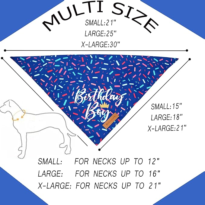 Realeaf Birthday Boy Dog Bandana, Dog Birthday Party Supplies,Premium Durable Fabric, Bandana for Medium and Large Dogs Pets (Blue, Large)
