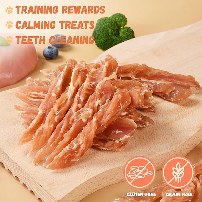 Dog Treats Chicken Jerky Strips for Dogs, Natural Healthy Dog Jekry with Taurine, Real Chicken Twists High Protain Low Fat, Training Rewards Treats for Small Medium Large Dogs 10.6oz