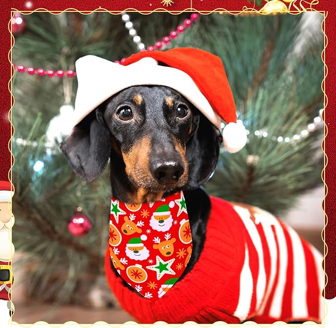 Newwiee 200 Pcs Christmas Dog Bandanas Bulk Adjustable Triangle Bibs Scarf Christmas Bat Skull Ghost Spider Pet Holiday Xms Scarf Accessories for Dog Cat (Large)