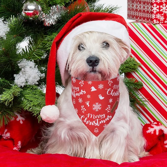 ADOGGYGO Dog Bandana Christmas Pet Scarf Bib Kerchief, Premium Durable Fabric, Multiple Sizes Offered, Red Green Christmas Bandanas Costumes for Small Dogs Cats Pets (Small)