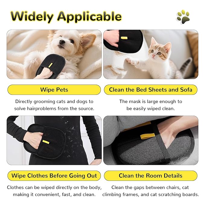 Pet Hair Remover - Pet Hair Removal Glove, 4 in 1- Reusable Hair Remover Brush with 17inch Long Handle, Electrostatic Gloves Pet hair for Furniture, Couch, Carpet