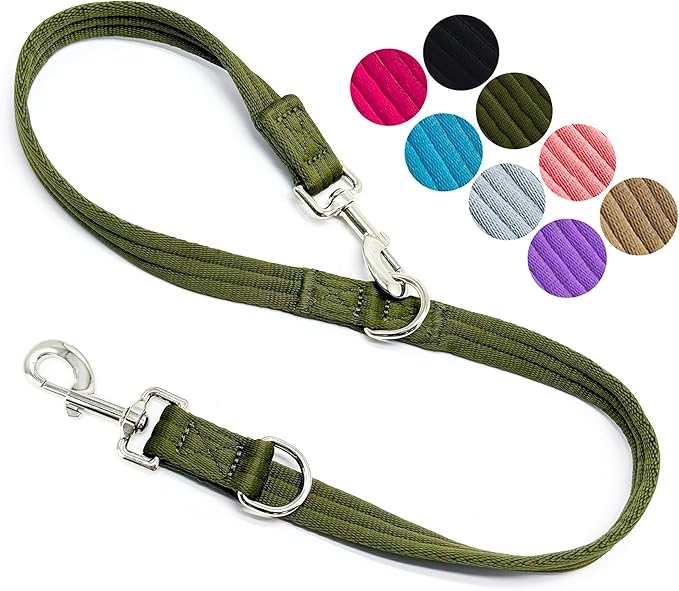 Double Ended Dog Leash,for Obedience Training Easy to Use,Lightweight,Soft for Large and Medium Dogs (Army Green, 1M*2.5CM)