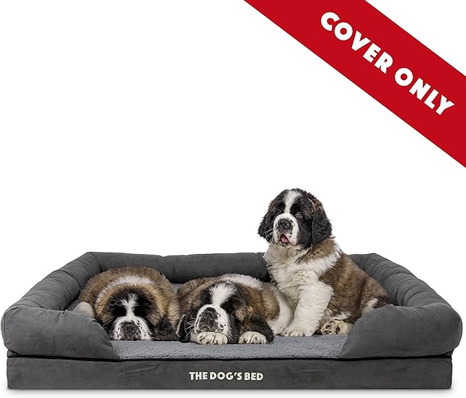 The Dog's Bed Replacement Outer Cover ONLY (Outer Cover ONLY - NO Bed, NO Waterproof Inner) for The Dog's Bed, Washable Plush Fabric, XXL (Grey Plush)