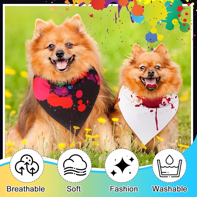 Reginary 72 Packs 4th of July Dog Bandanas Bulk America Flag Patriotic Pet Bandanas Triangle Scarf Bibs Adjustable Dogs Bandana for Pet Independence Day(Ink Splash Pattern)