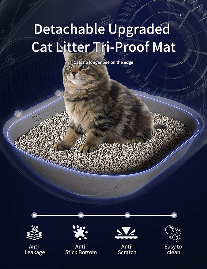 Automatic Cat Litter Box Self Cleaning,Smart Litter Box with 10 Safety Sensor Radars,100L Electric Cat Litter Boxes with Stairs for Multiple Cats,APP-Control,Advanced Odor Control OMCPET (White)