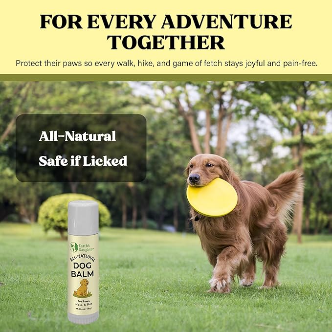 Earth’s Daughter Dog Paw Balm – Organic Paw & Nose Protector with Beeswax, Coconut & Calendula – Itch Relief & Natural Skin Care for Dogs & Puppies – Travel Essential – 0.56oz