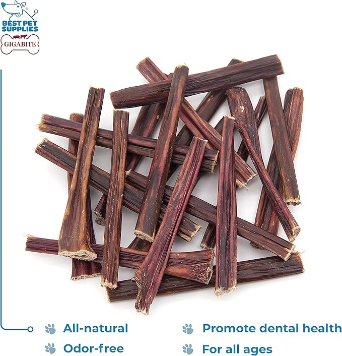 GigaBite Single Ingredient All Natural Free Range Bully Treats and Chews - Bully Sticks/Bladder Sticks/Beef Esophagus by Best Pet Supplies - Esophagus Sticks (6 Inch), Pack of 20