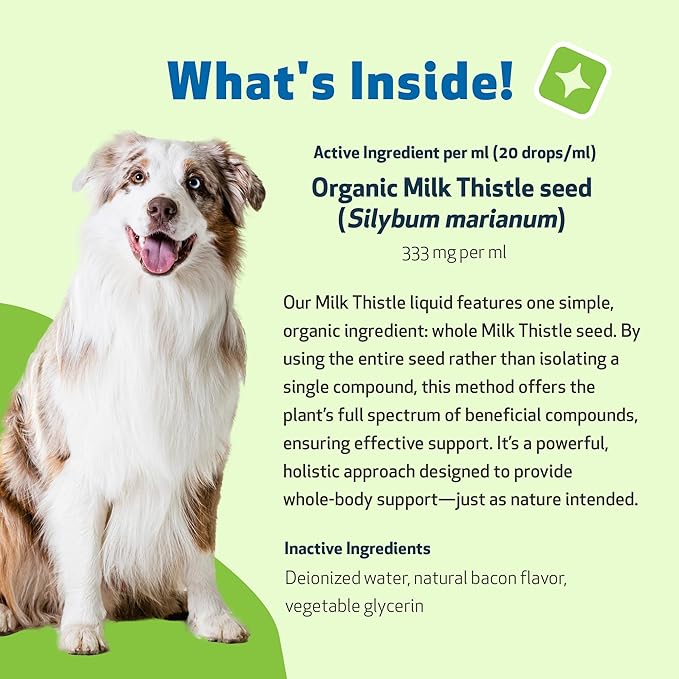 Pet Wellbeing Milk Thistle for Dogs Organic Herb, Milk Thistle Liver Detox Support - Pet Wellbeing Vet-Formulated Holistic Supplement - 2oz (59 ml)