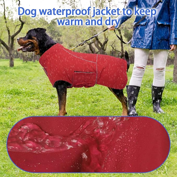 MIGOHI Dog Waterproof Jacket,Medium Dog Coat,Warm Dog Fleece Jacket for Hiking Camping,Fleece Vest for Dogs,Schnauzer,Jack Russell Terrier,French Bulldog,Winter Jackets for Medium Boys Girls,M,Red