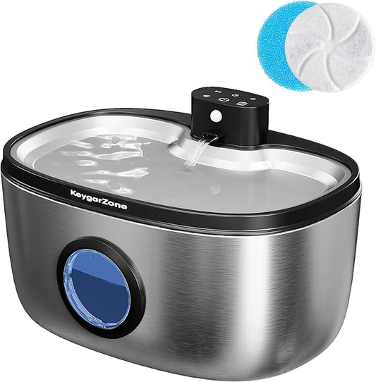 Wireless Cat Water Fountain: 5L Stainless Steel Pet Water Fountain for Cats & Dogs, Automatic Battery Operated Water Dispenser, Ultra-Quiet Indoor Fountain with Filter