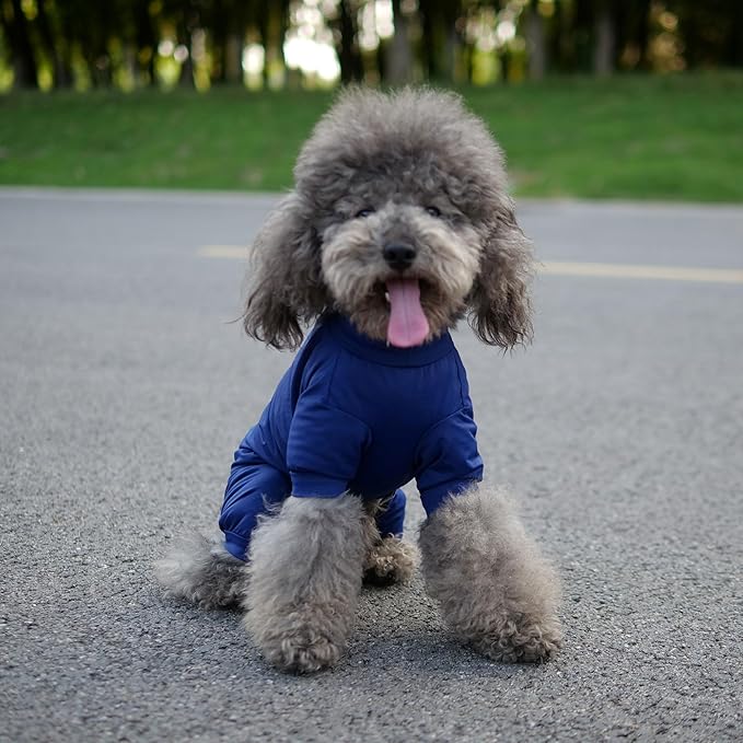 LoveLongLong Dog Jumpsuit with UV Protection and Quick-Dry Fabric for Spring Summer Pet Pajamas Navy Blue XS