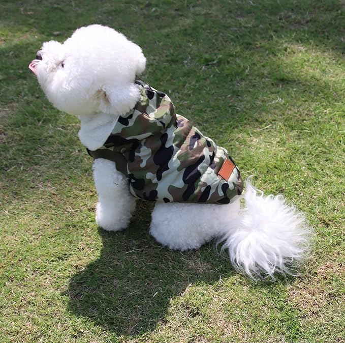Fleece Lining Extra Warm Dog Hoodie in Winter for Large Dogs Jacket Pet Coats with Hooded,Green Camo XXXL