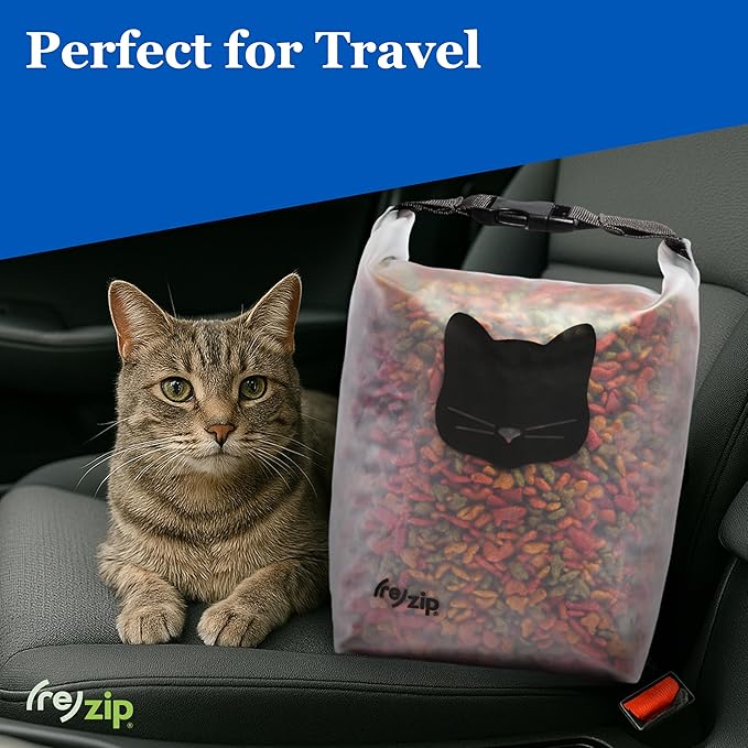 (re)zip Reusable Cat Pet Food Storage Bag | 14-Cup Capacity | Airtight Roll-Top Closure | Durable, BPA-Free PEVA | Translucent & Travel-Friendly | Keeps Kibble Fresh & Organized | Machine Washable