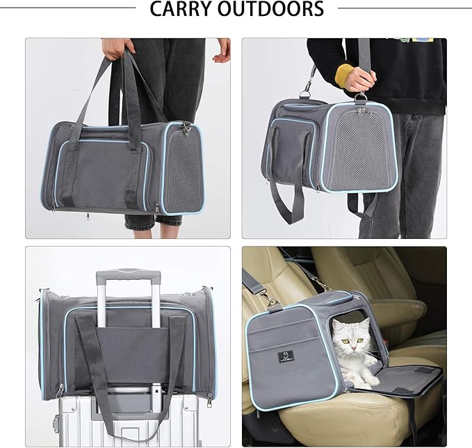 A4Pet Airline Approved Cat Carrier Dog Carriers, Soft-Sided Portable Pet Travel Washable Carrier for Dogs