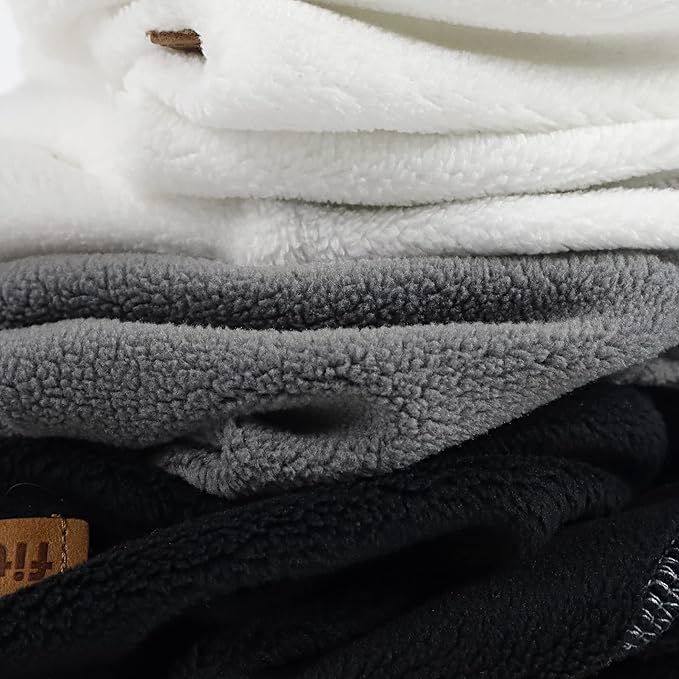 Fitwarm 3 Pack Classic Fleece Dog Sweater, Dog Winter Clothes for Small Dogs Boy Girl, Pet Pullover Jumper, Cat Apparel, Black, Grey, White, Large