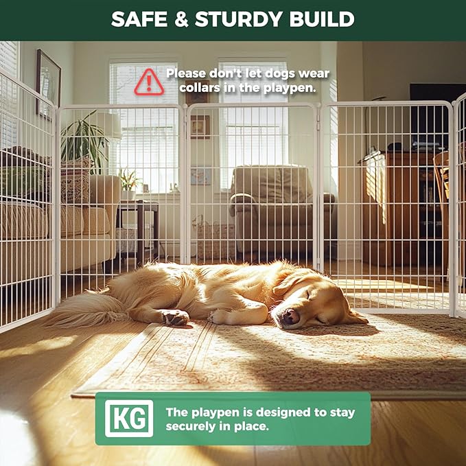 FXW Homeplus Unleashed Indoor Dog Playpen - Stress-Free and Safe Play, Heavy Duty 45 Inch 16 Panels Dog Pen for Large Dogs, White│Patented