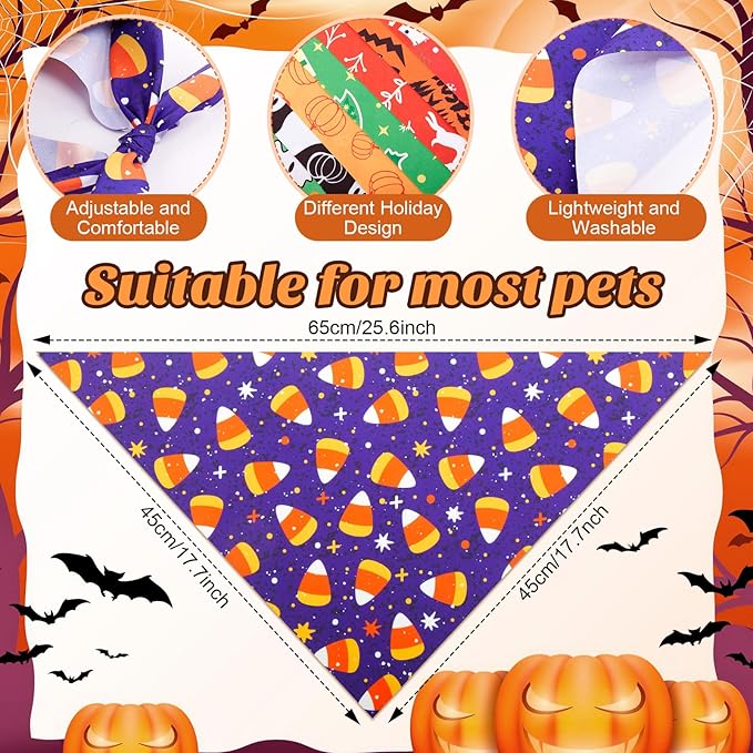 Preboun 100 Pcs Thanksgiving Christmas Dog Bandanas Bulk Holiday Bandanas for Dog Triangle Kerchief Bib Scarf Set for Pet Cat Party Costume Photo Props Accessories Pet Shops Owners Groomers, 25 Styles