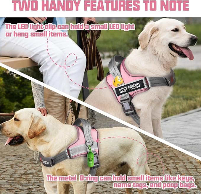 AUROTH Dog Harness No Pull Soft Padded Service Dog Vest, No Choke, Easy On Pet Vest with Handle, Adjustable Reflective Dog Harness for Small, Medium and Large Dogs, Easy Walking and Training