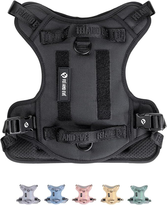 2025 New Edition, Fei & Eve Classic Dog Harness - Quick-Release Buckles | 3-Point No-Pull Control | Heavy-Duty 900D Nylon | Dual Safety Handles | Breathable Mesh | Adjustable Fit | Small,Black
