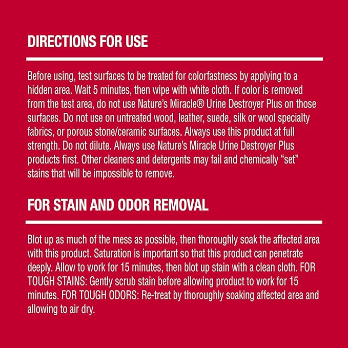 Nature's Miracle Urine Destroyer Plus for Cats, Enzymatic Formula for Severe Cat Urine Stains, 1 Gal