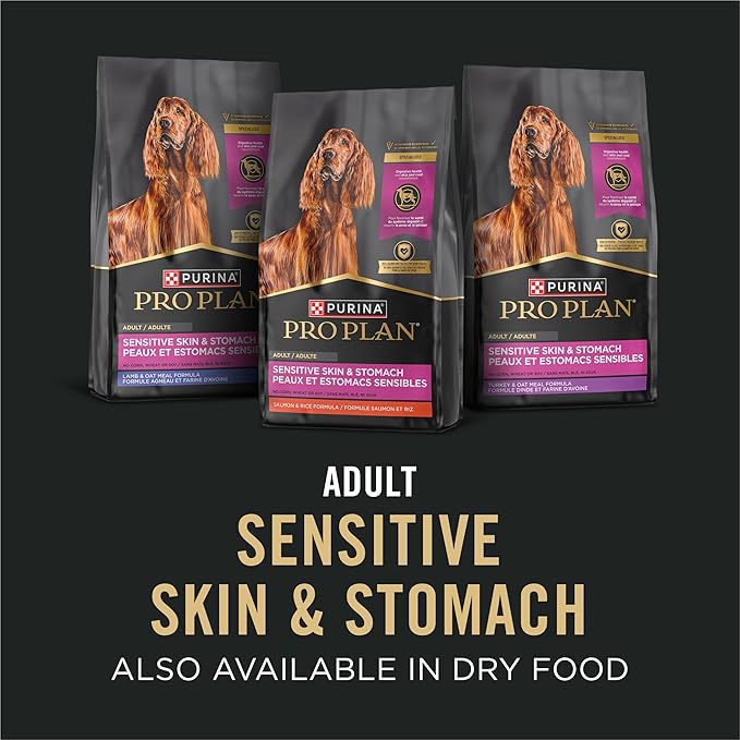 Purina Pro Plan Sensitive Skin and Stomach Dog Food Wet Classic Pate Lamb and Oat Meal Entrée - (Pack of 12) 13 oz. Cans