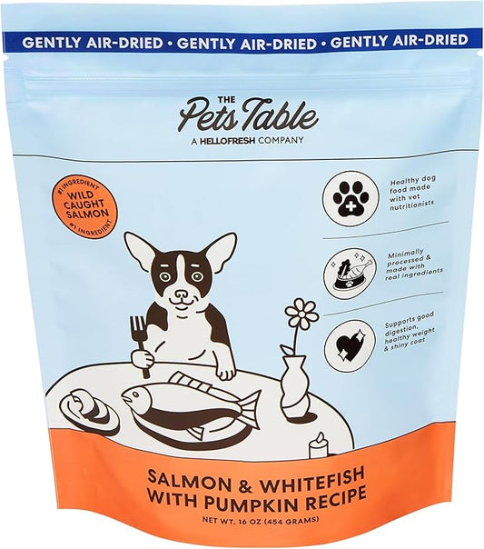The Pets Table Salmon & Whitefish with Pumpkin Grain Free Air Dried Dog Food, 1 lb / 16 oz Bag