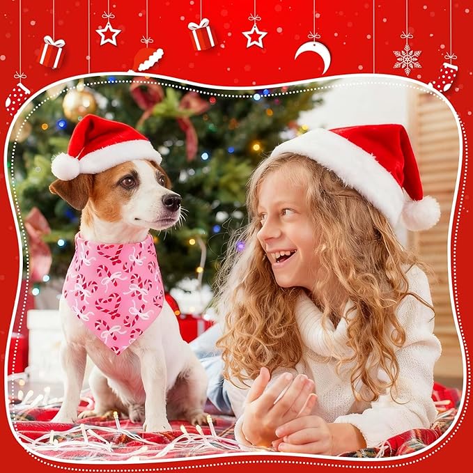 Geyoga 240 Pcs Halloween Dog Bandanas Bulk Thanksgiving Pet Bandanas Adjustable Fall Triangle Dog Grooming Scarf Bibs Kerchief for Small Medium Large Cats Pet Costume A(Christmas)