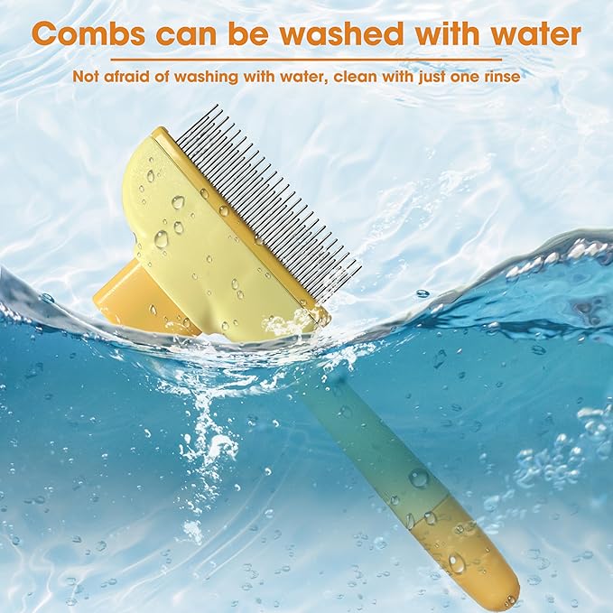 Cat Hair Brush & Dog Brush, Deshedding Brush for Long or Short Haired Pets, Removes Loose Fur, Durable Stainless Steel & ABS Design (yellow)