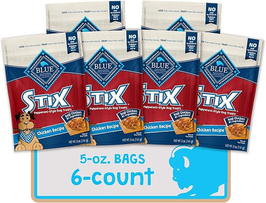 Blue Buffalo Stix Natural Soft Moist Dog Treats Chicken Recipe Bag