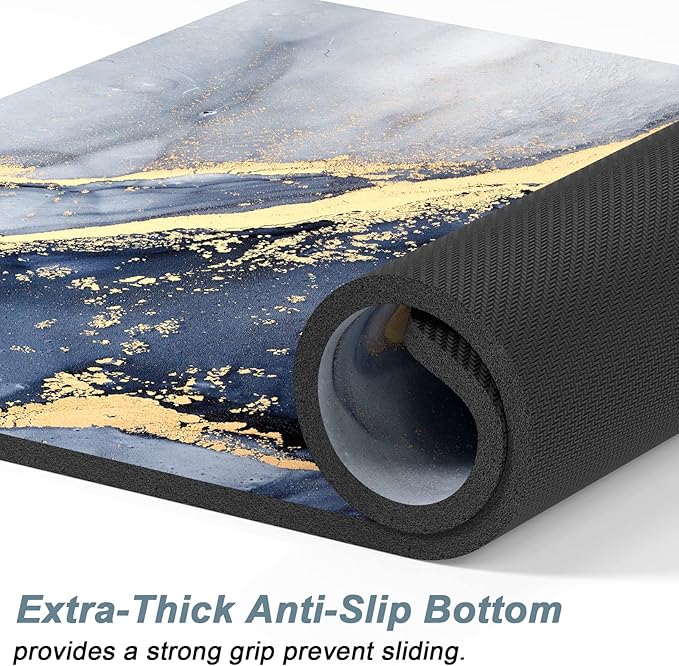 Rnivvi Dog Food Mat, 12" x 19" Marble Absorbent Dog Cat Bowl Mat for Food and Water, Cute Anti-Slip Rubber Pet Feeding Rug Protect Floors, Puppy Placemat for Feeding & Watering Supplies, Grey