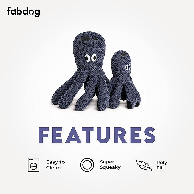 fabdog Floppies Plush Dog Toy - Cute & Durable Squeaky Dog Toys - Best Squeak Toy for Puppies and All Breeds | Ideal Pet Gift| Small Octopus